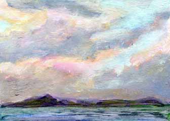 "Coastal Clouds" by Jean Lang, Middleton WI - Acrylic, SOLD